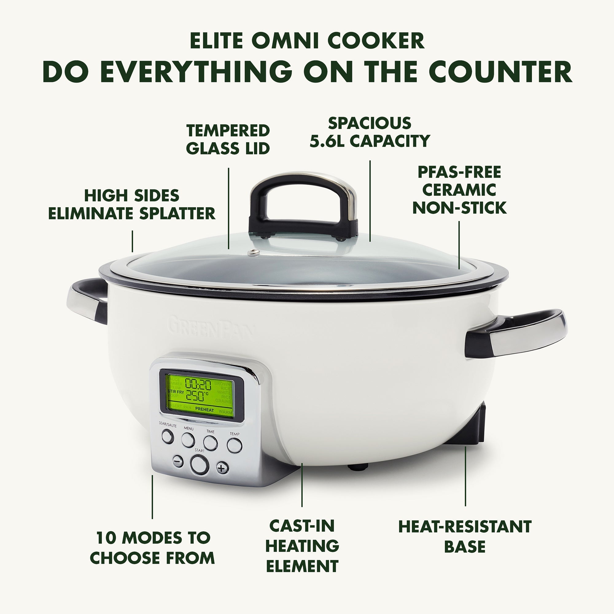 GreenPan 5.6L Omni Cooker in Cloud Cream - CC005288