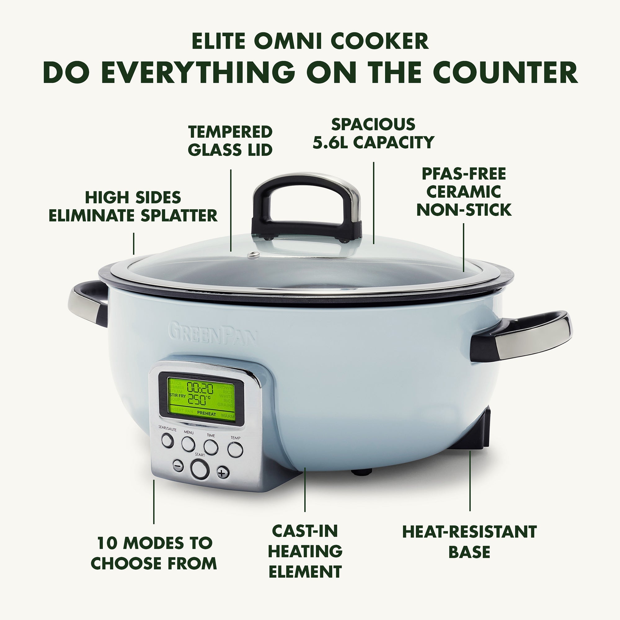 GreenPan 5.6L Non-Stick Multicooker – Blue Haze - CC005290