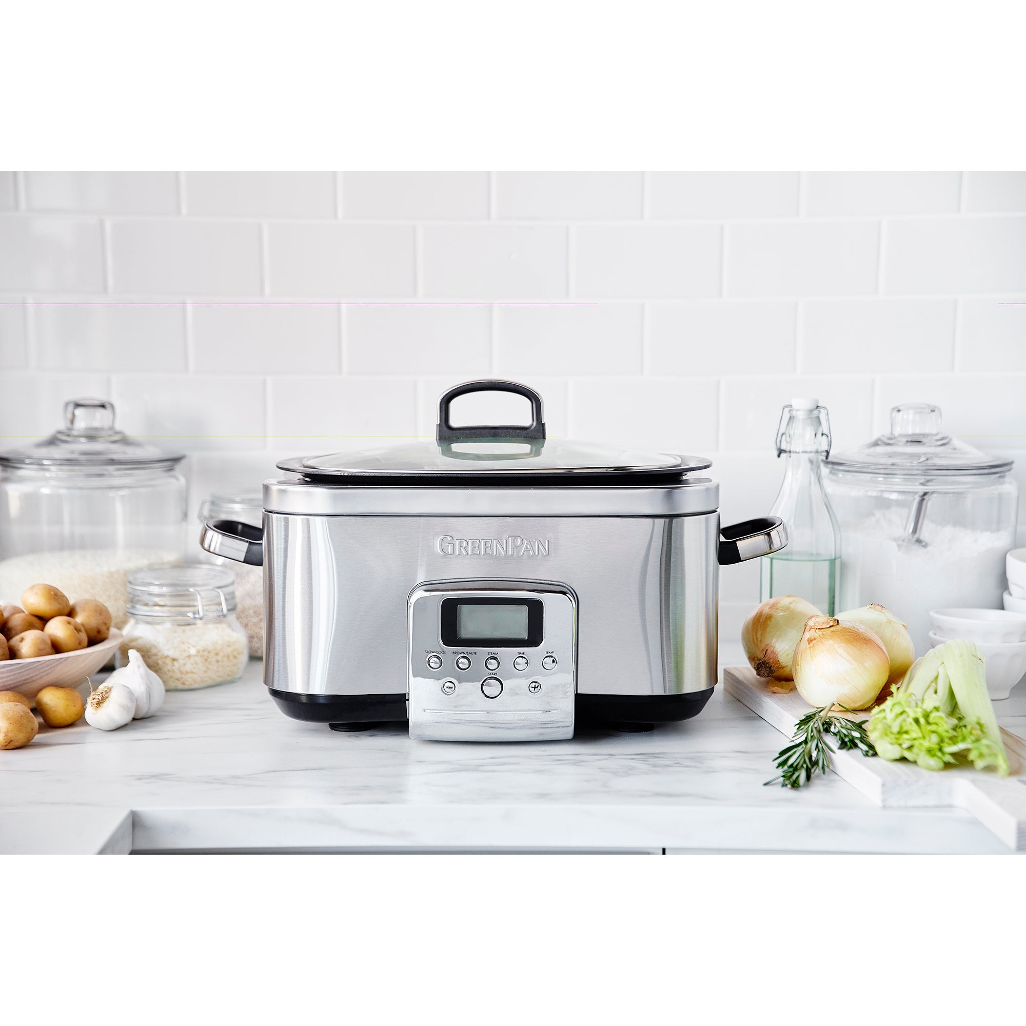 GreenPan 6 Litre Slow Cooker in Stainless Steel – CC005308