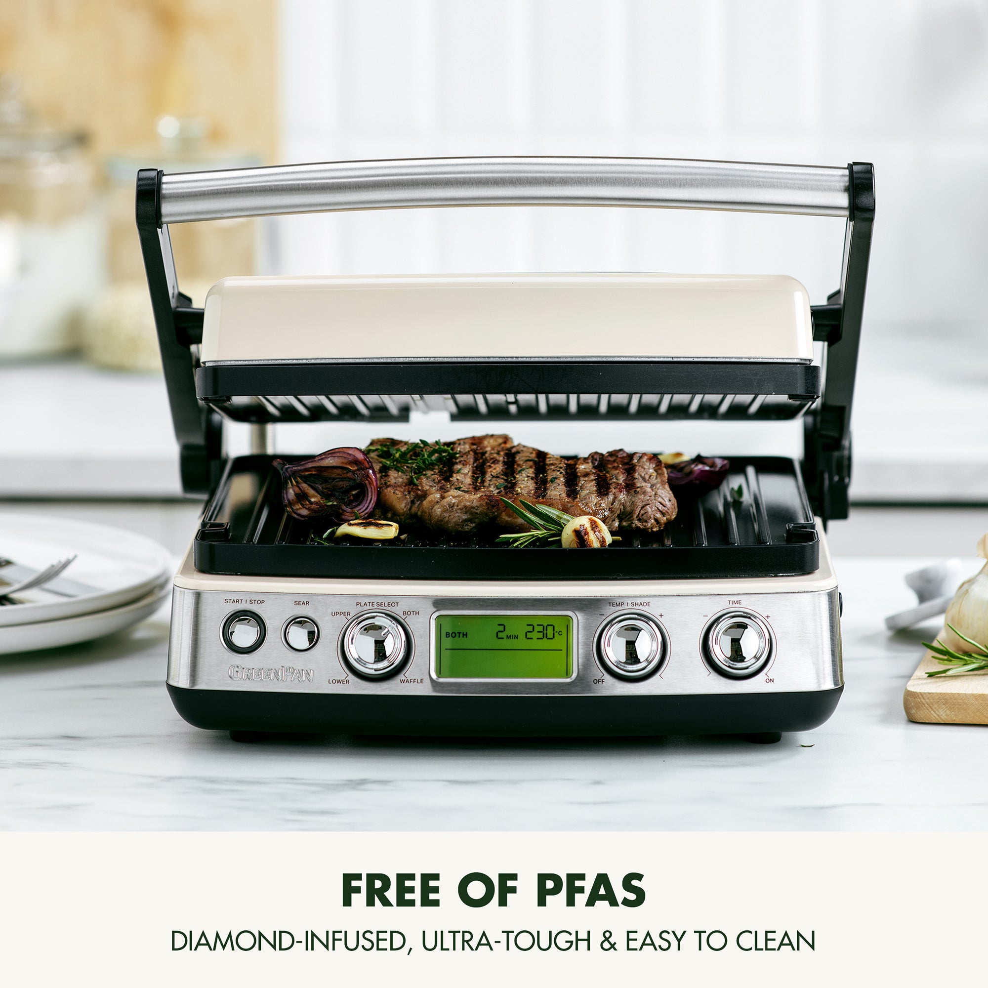 Greenpan Non-Stick 3-in-1 Contact Grill in Cloud Cream - CC006583