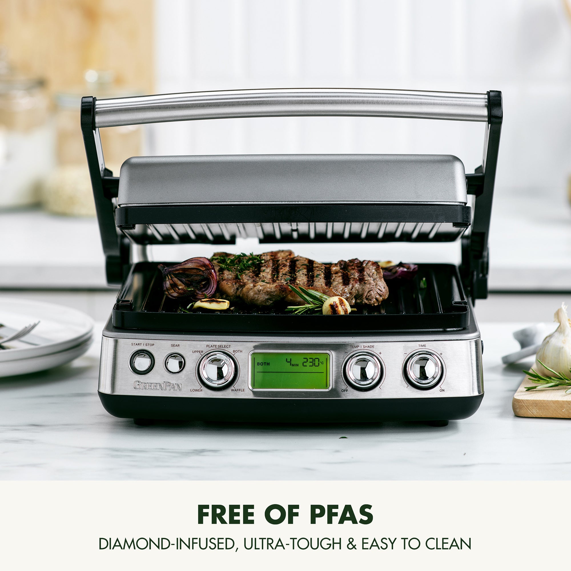 GreenPan Non-Stick 3-in-1 Contact Grill in Stainless Steel – CC006585