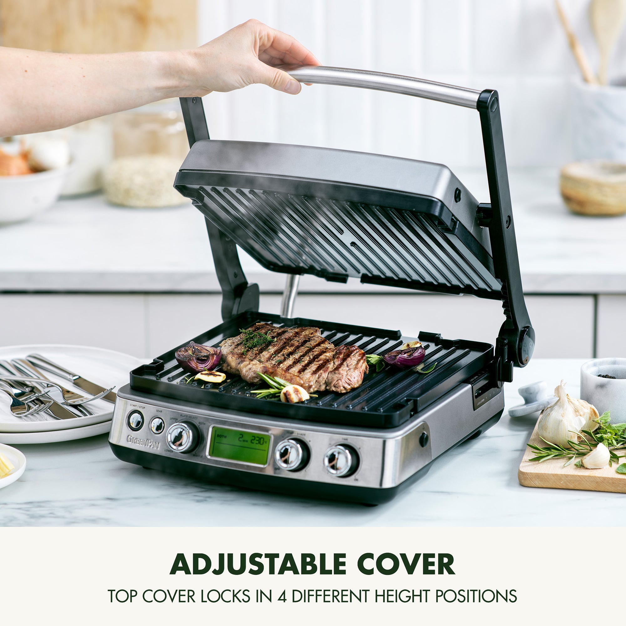 GreenPan Non-Stick 3-in-1 Contact Grill in Stainless Steel – CC006585