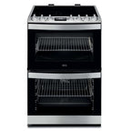 AEG CCB6741ACM 60cm Freestanding Double Oven and Grill Electric Cooker with Ceramic Hob, Stainless Steel