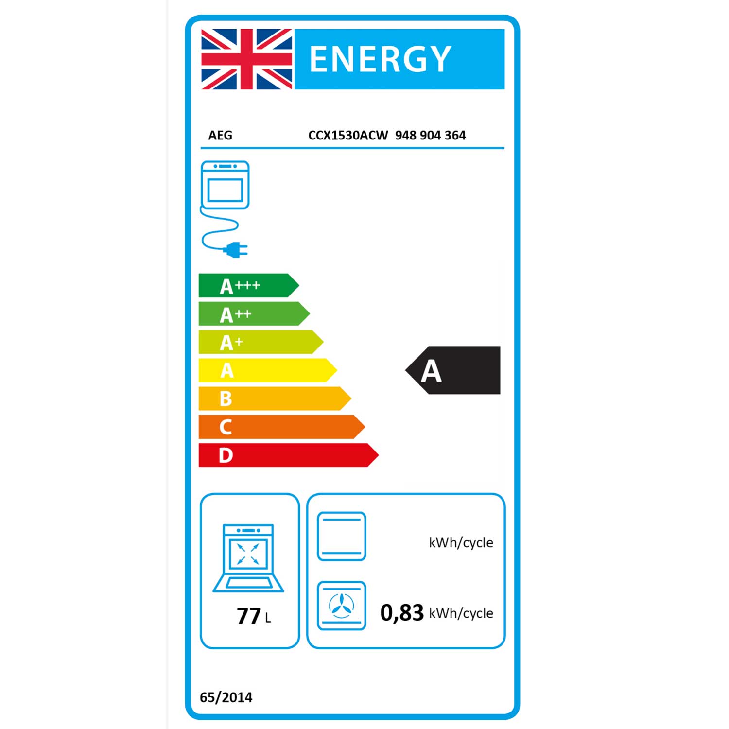 AEG CCX1530ACW 55cm Freestanding Double Oven and Grill Electric Cooker with Ceramic Hob, White