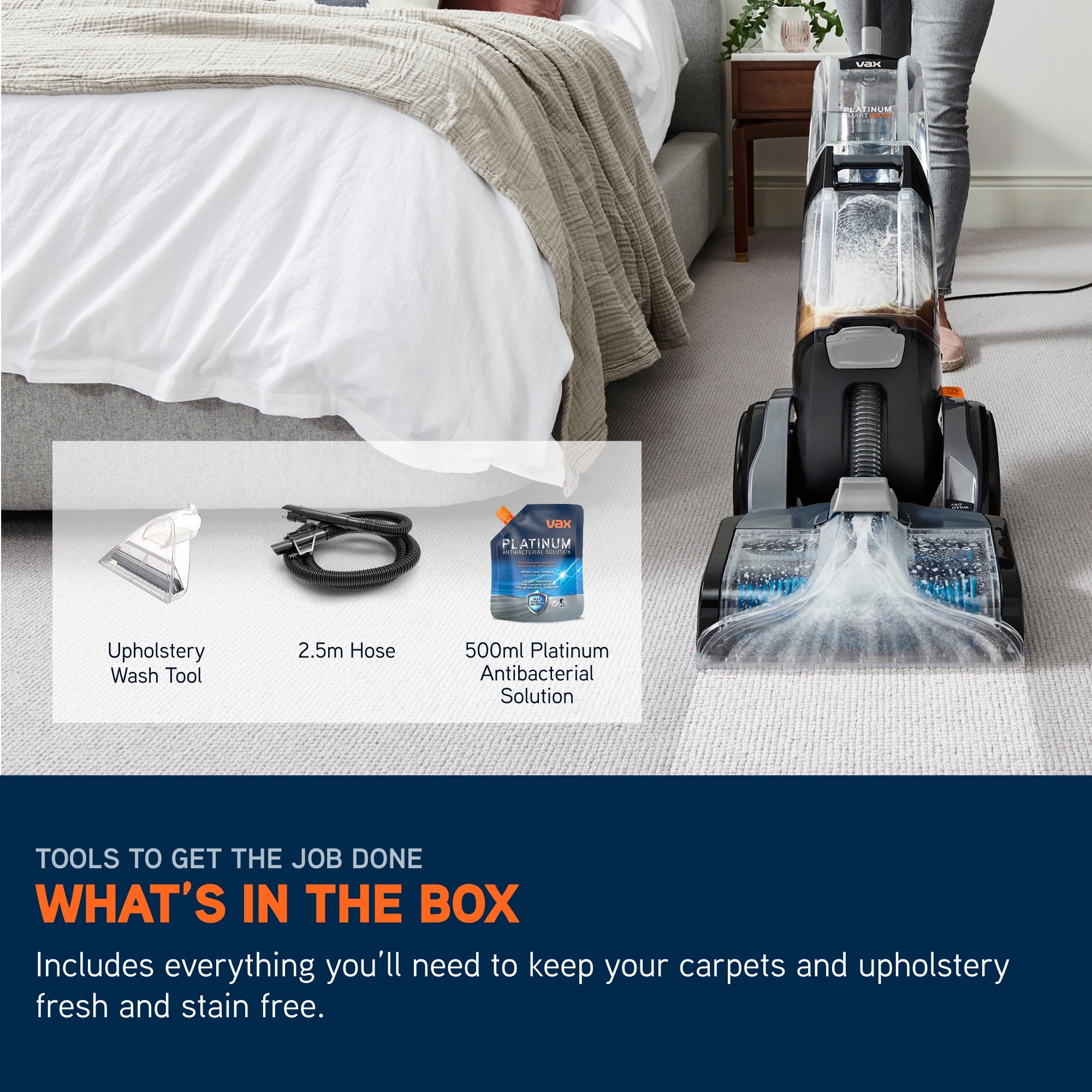 Vax Platinum SmartWash Classic Upright Carpet Cleaner - Silver & Blue (CDCW-SWXC)