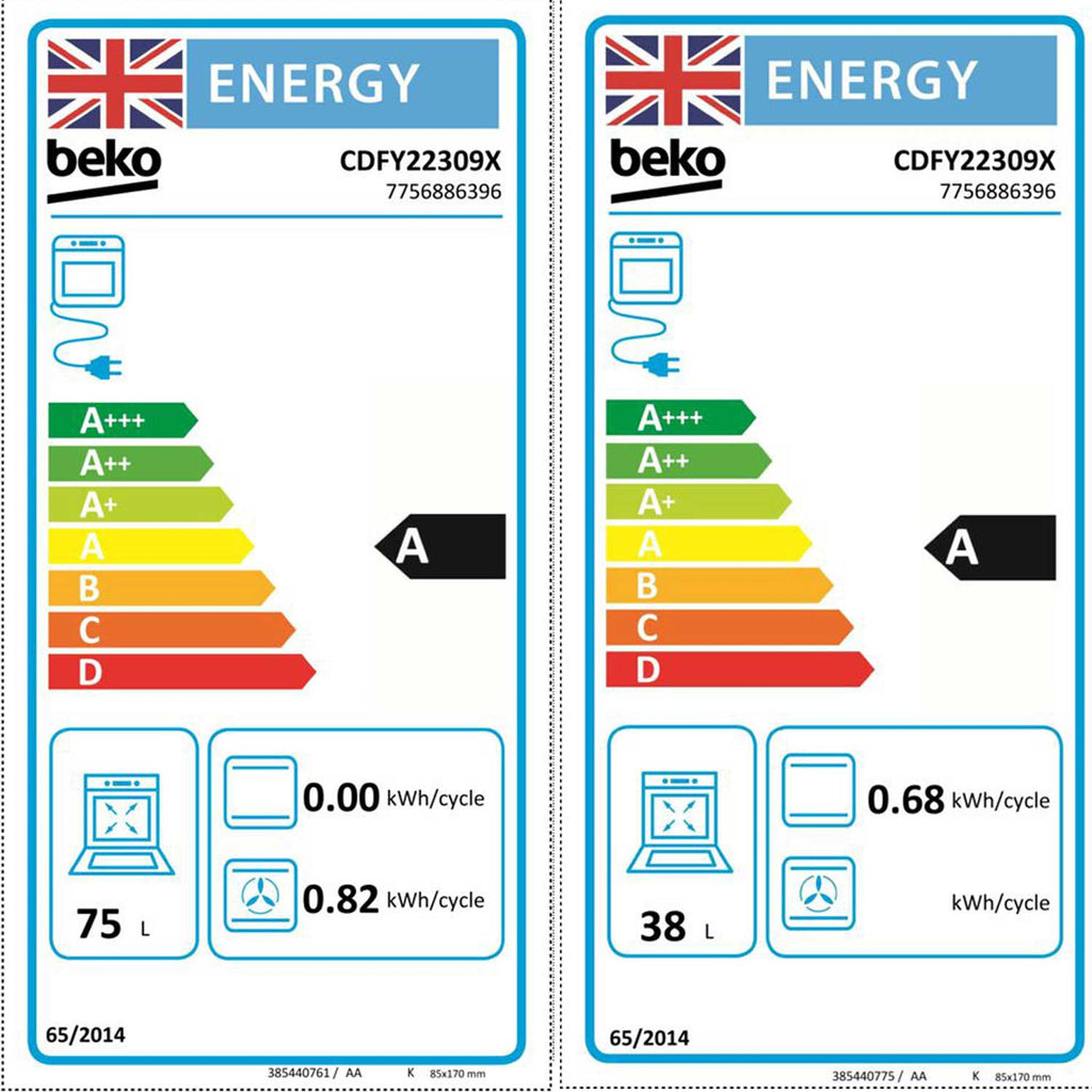 Beko CDFY22309X Built In Electric Double Oven, 89cm High, Main Oven Fan, Top Oven Grill &amp; Convention, Stainless Steel