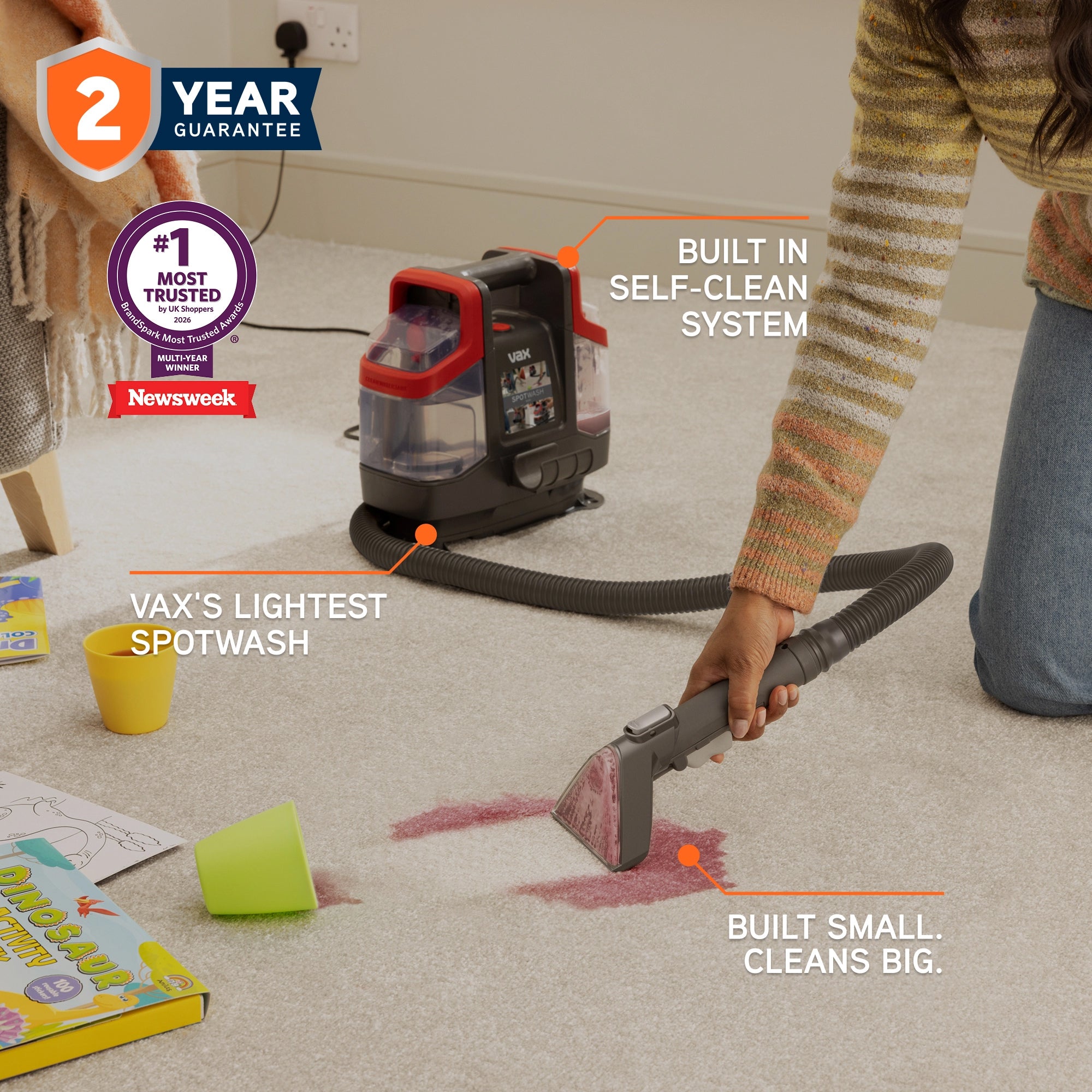Vax SpotWash Mini Portable Carpet & Upholstery Cleaner - Grey & Red (CDSW-MCXS)