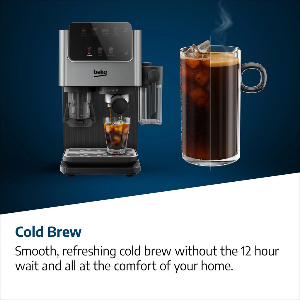 Beko Espresso Machine with Integrated Grinder & Milk Cup - Silver (CED7524X)