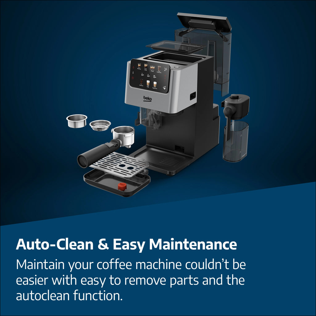 Beko Espresso Machine with Integrated Grinder & Milk Cup - Silver (CED7524X)