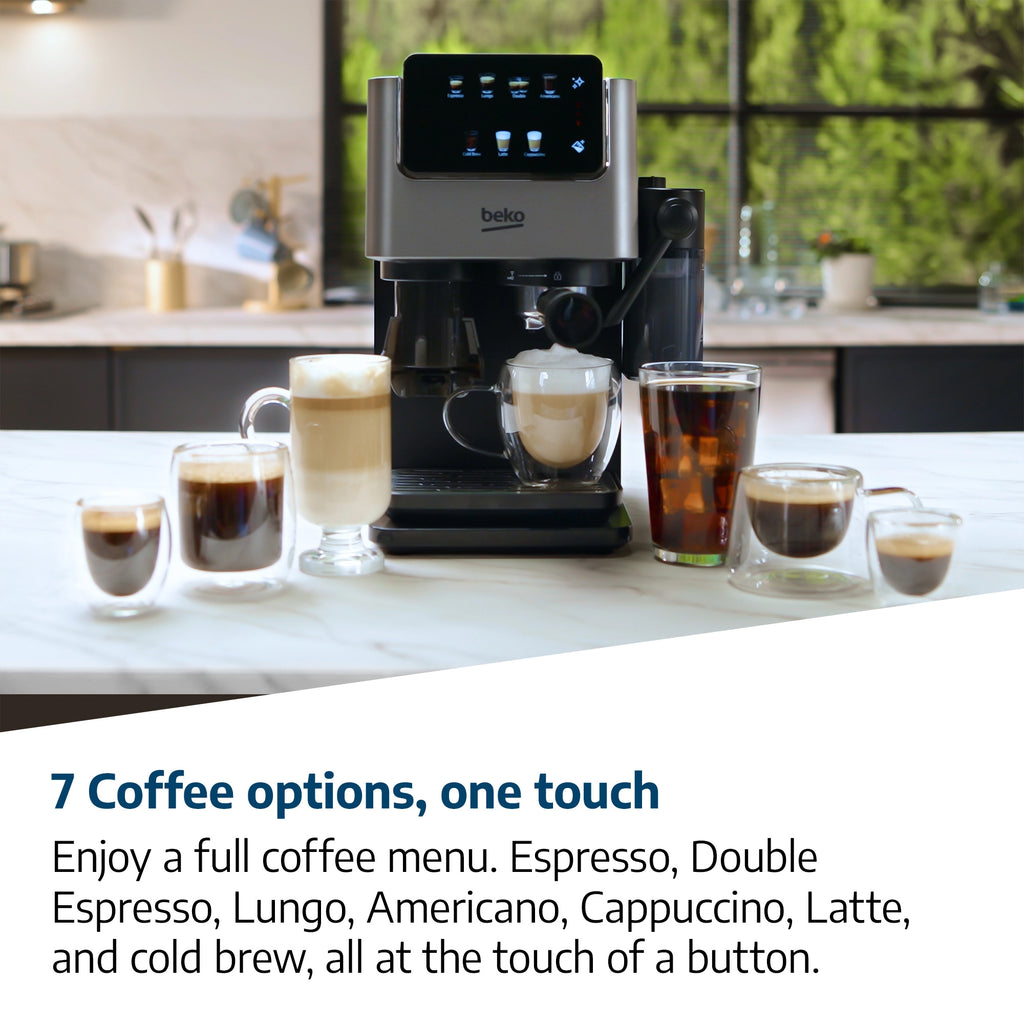 Beko Espresso Machine with Integrated Grinder & Milk Cup - Silver (CED7524X)