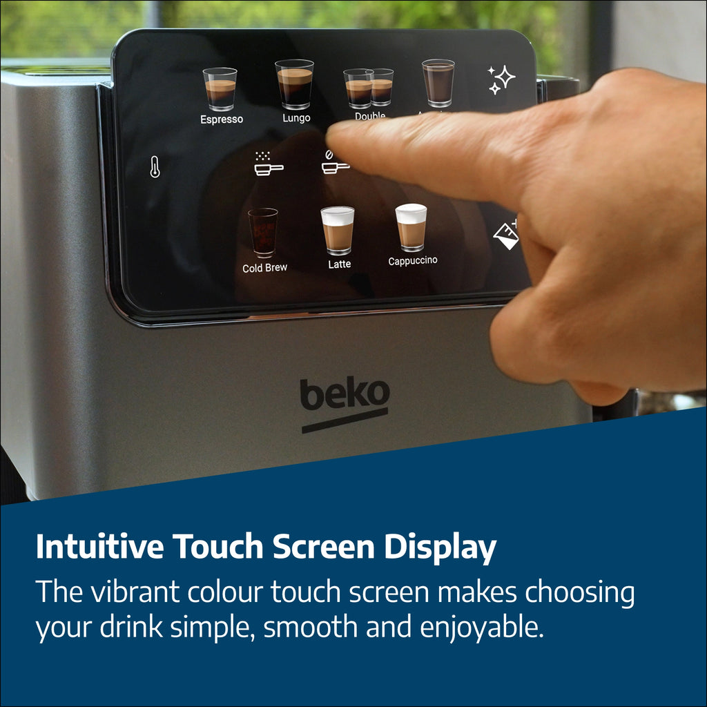 Beko Espresso Machine with Integrated Grinder & Milk Cup - Silver (CED7524X)