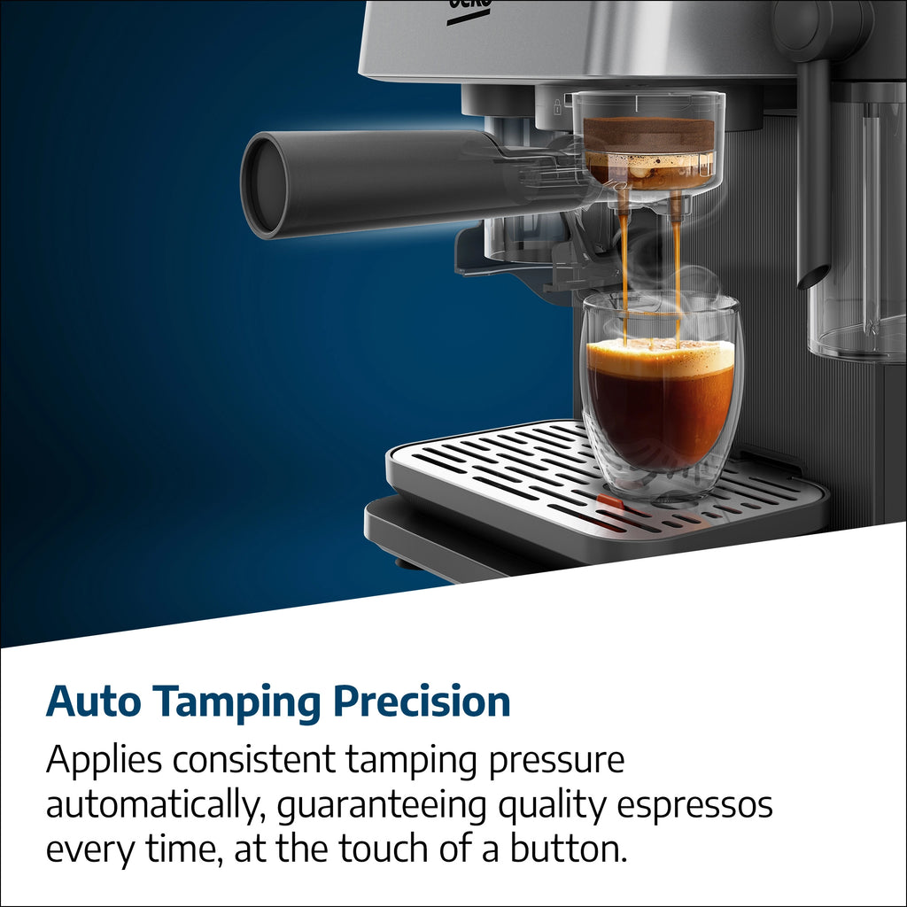Beko Espresso Machine with Integrated Grinder & Milk Cup - Silver (CED7524X)