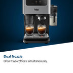 Beko Espresso Machine with Integrated Grinder & Milk Cup - Silver (CED7524X)