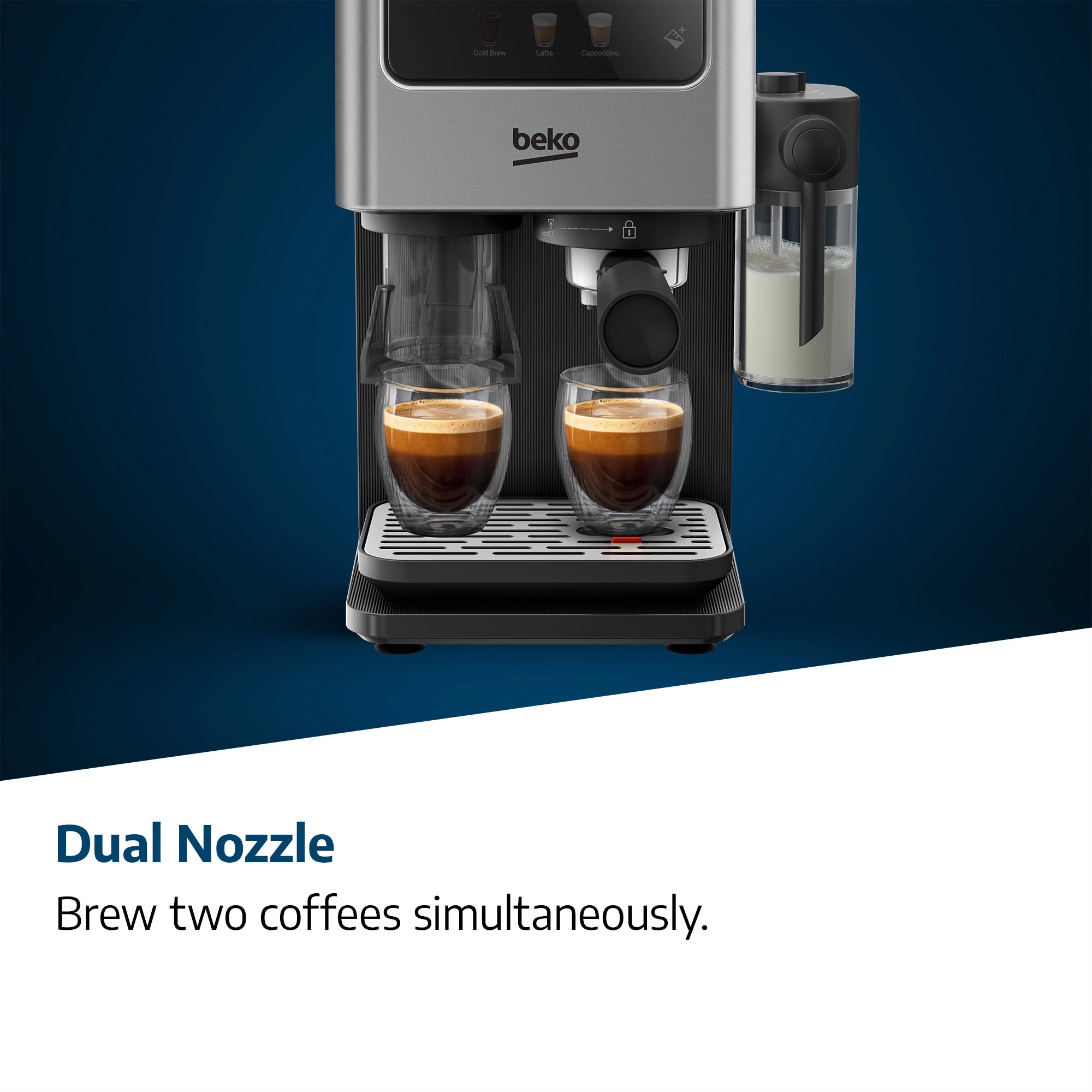 Beko Espresso Machine with Integrated Grinder & Milk Cup - Silver (CED7524X)