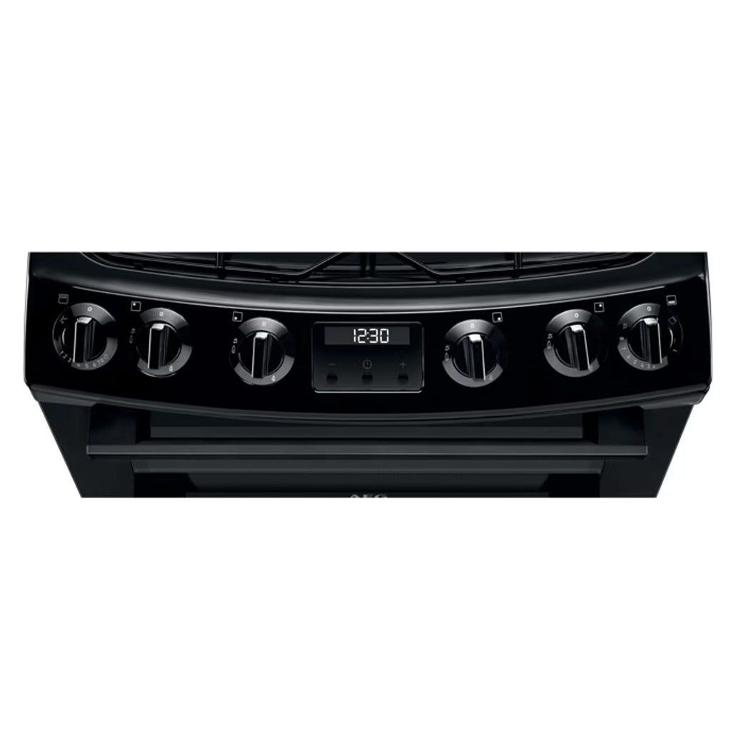 AEG CGX6130ACB 60cm Freestanding Gas Double Oven and Gas Grill Gas Cooker with Gas Hob, Black