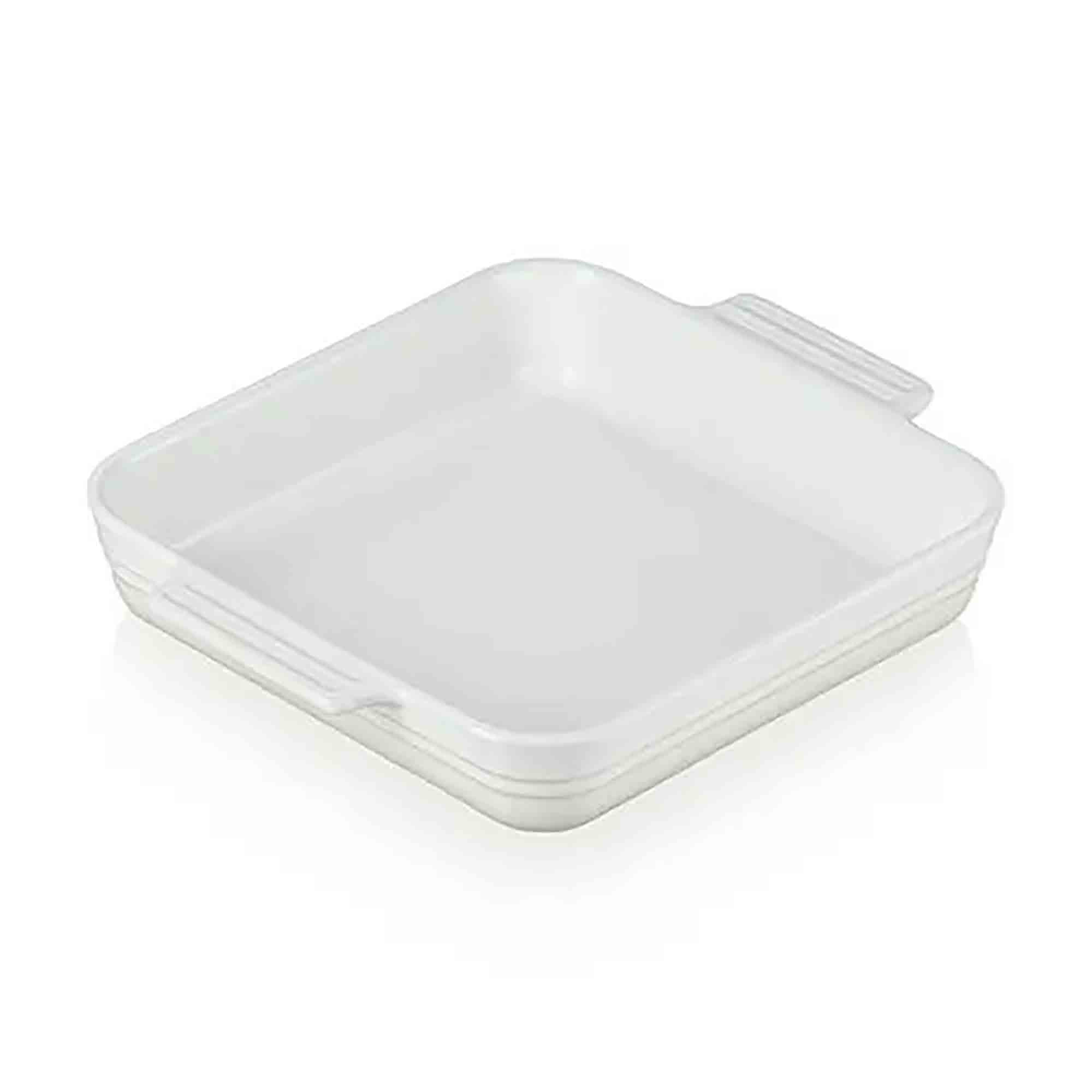Meringue baking dish with lid on a white background