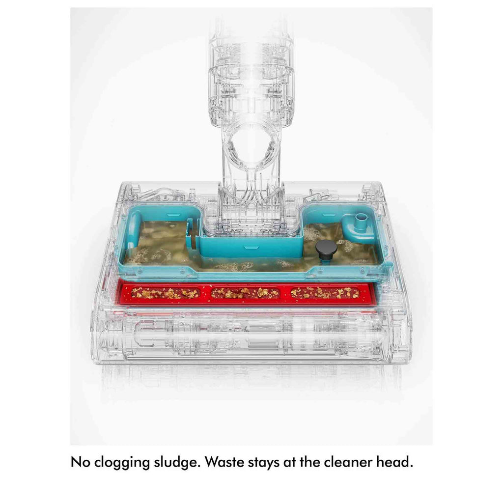 No clogging sludge Waste stays at the cleaner head.