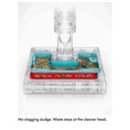 No clogging sludge Waste stays at the cleaner head.