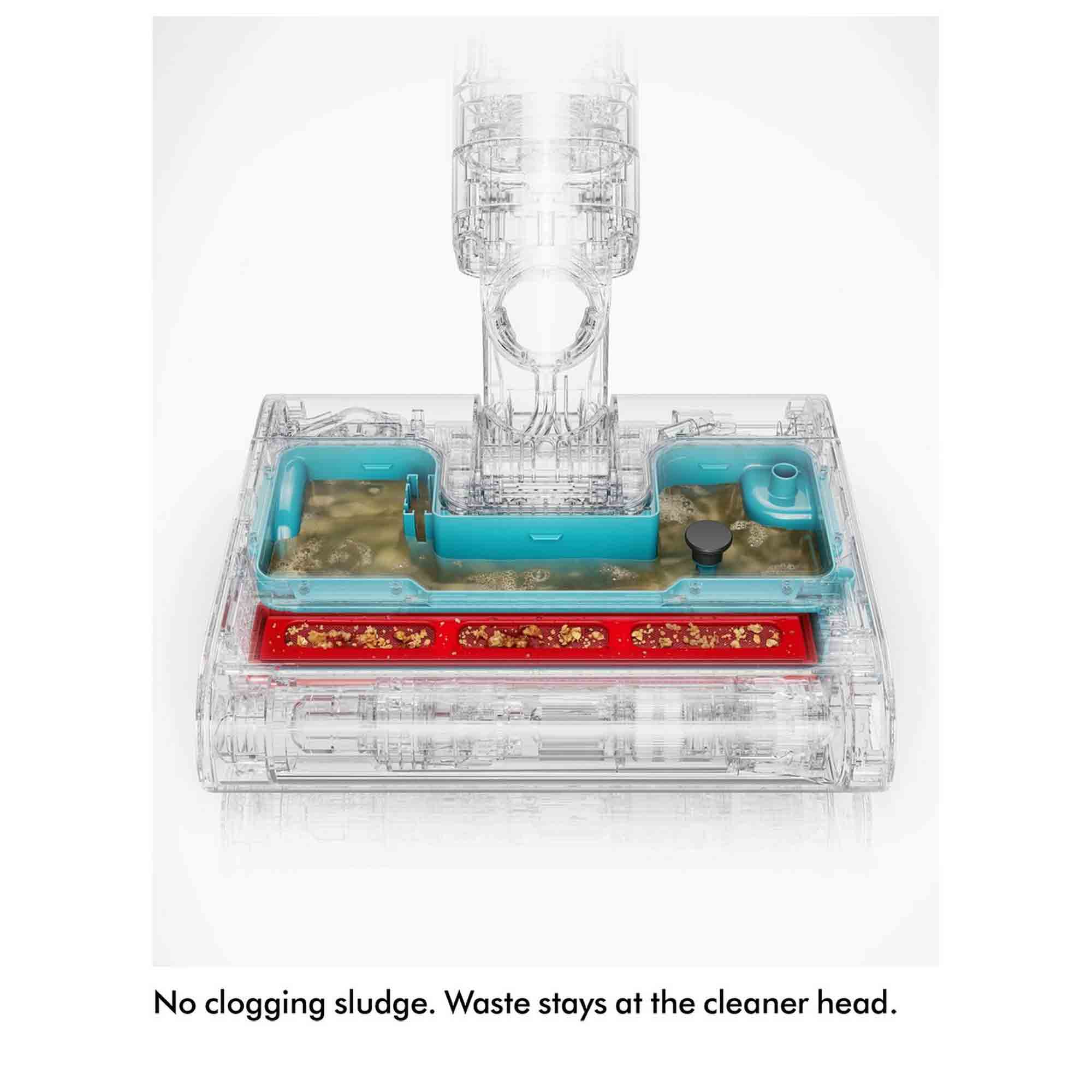 No clogging sludge Waste stays at the cleaner head.