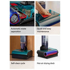 Automatic waste separation. Quick and easy maintenance. Self-clean cycle. Hot-air drying dock.