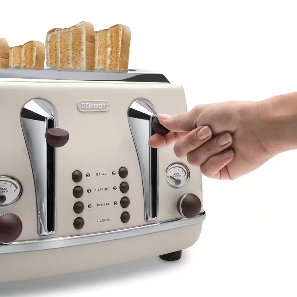 Delonghi Icona Vintage 4 Slice Toaster in Beige - CTOV4003BG