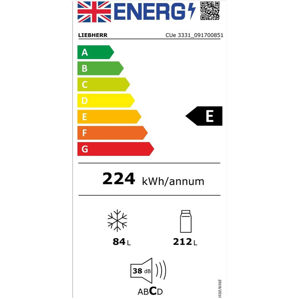 Liebherr CUE3331 181cm Tall Fridge Freezer, 212L Fridge, 84L Freezer, 55cm Wide, SmartFrost, White