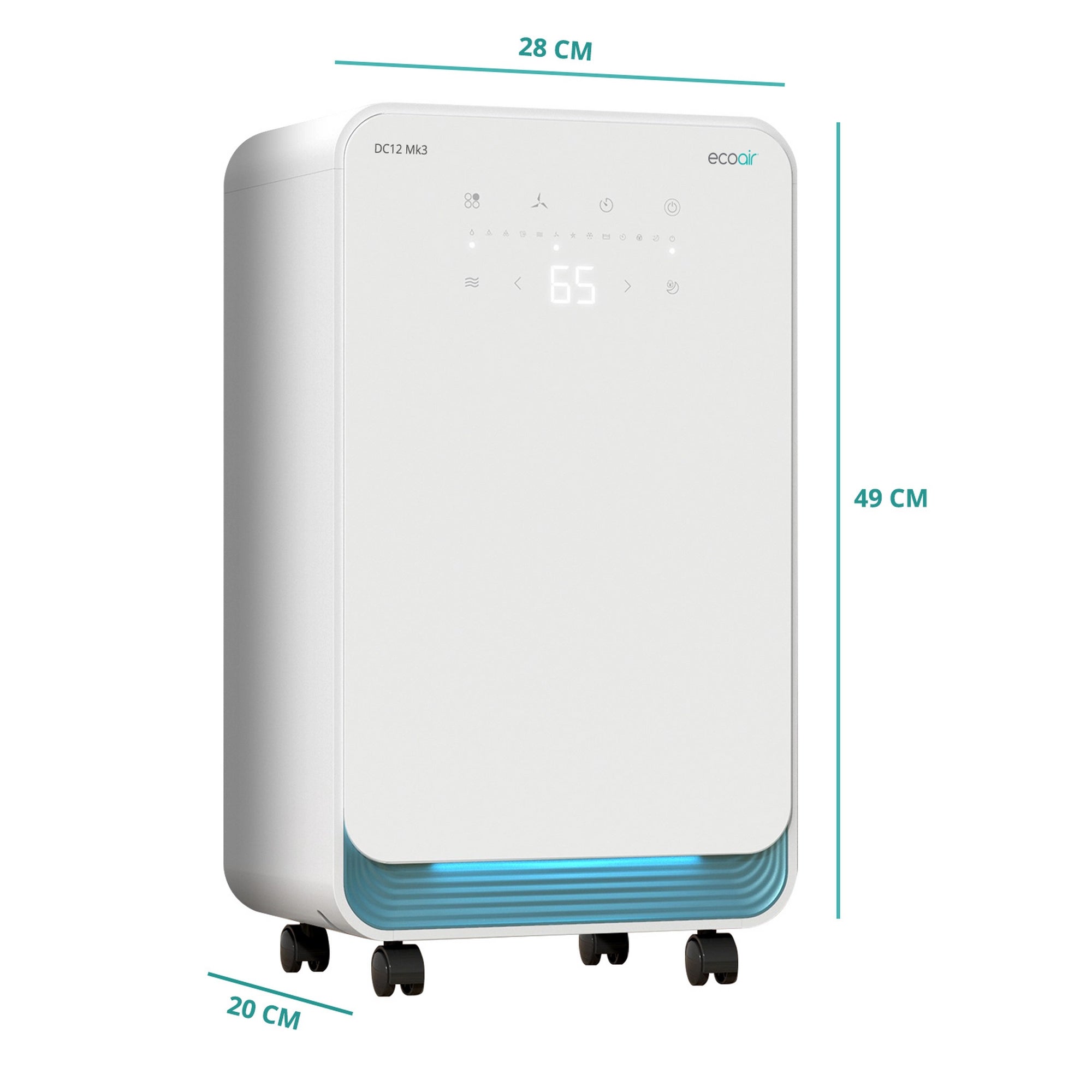 Ecoair DC12 MK3 Compressor Dehumidifier - 12 Litres per Day - White