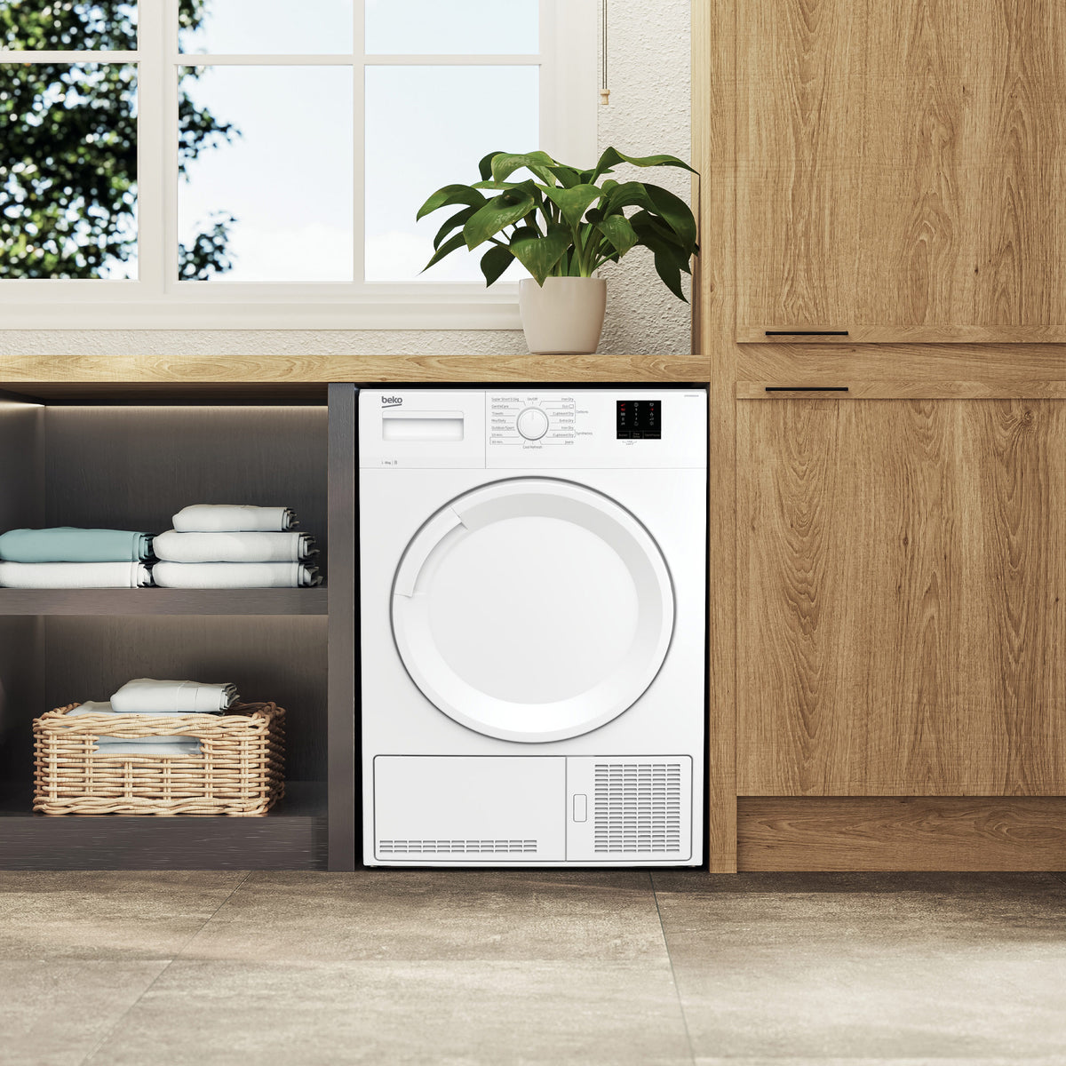Beko DTKCE80021W 8kg, Sensor dry, Freestanding Condenser Tumble Dryer, White