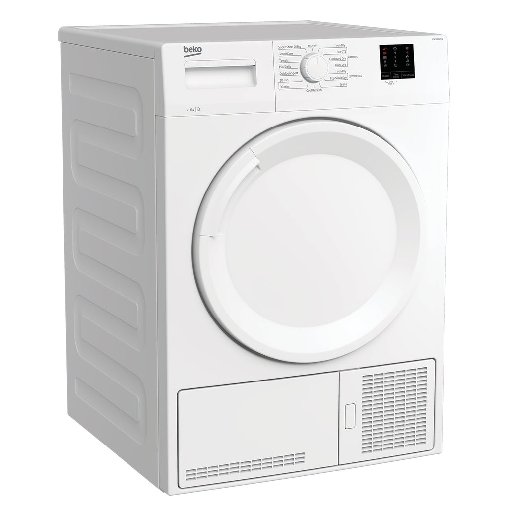 Beko DTKCE80021W 8kg, Sensor dry, Freestanding Condenser Tumble Dryer, White