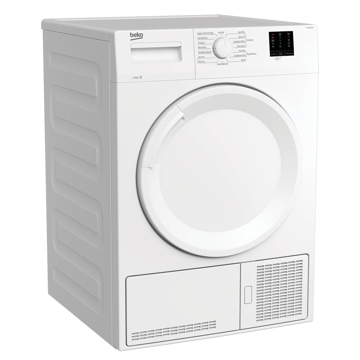 Beko DTKCE80021W 8kg, Sensor dry, Freestanding Condenser Tumble Dryer, White