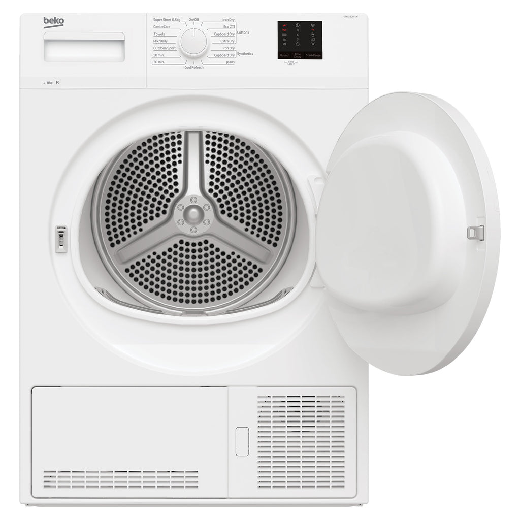 Beko DTKCE80021W 8kg, Sensor dry, Freestanding Condenser Tumble Dryer, White