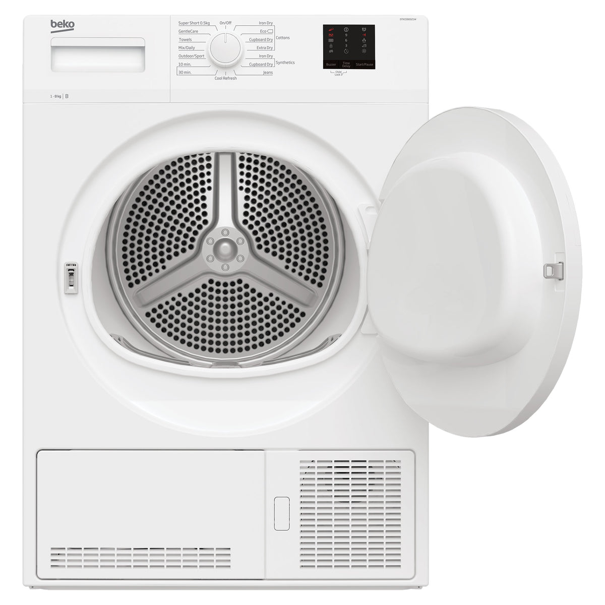 Beko DTKCE80021W 8kg, Sensor dry, Freestanding Condenser Tumble Dryer, White