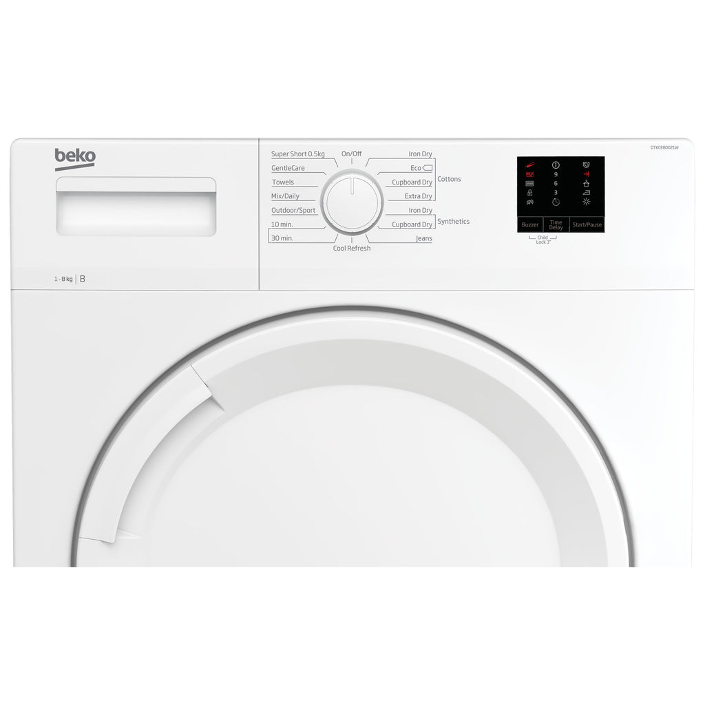 Beko DTKCE80021W 8kg, Sensor dry, Freestanding Condenser Tumble Dryer, White