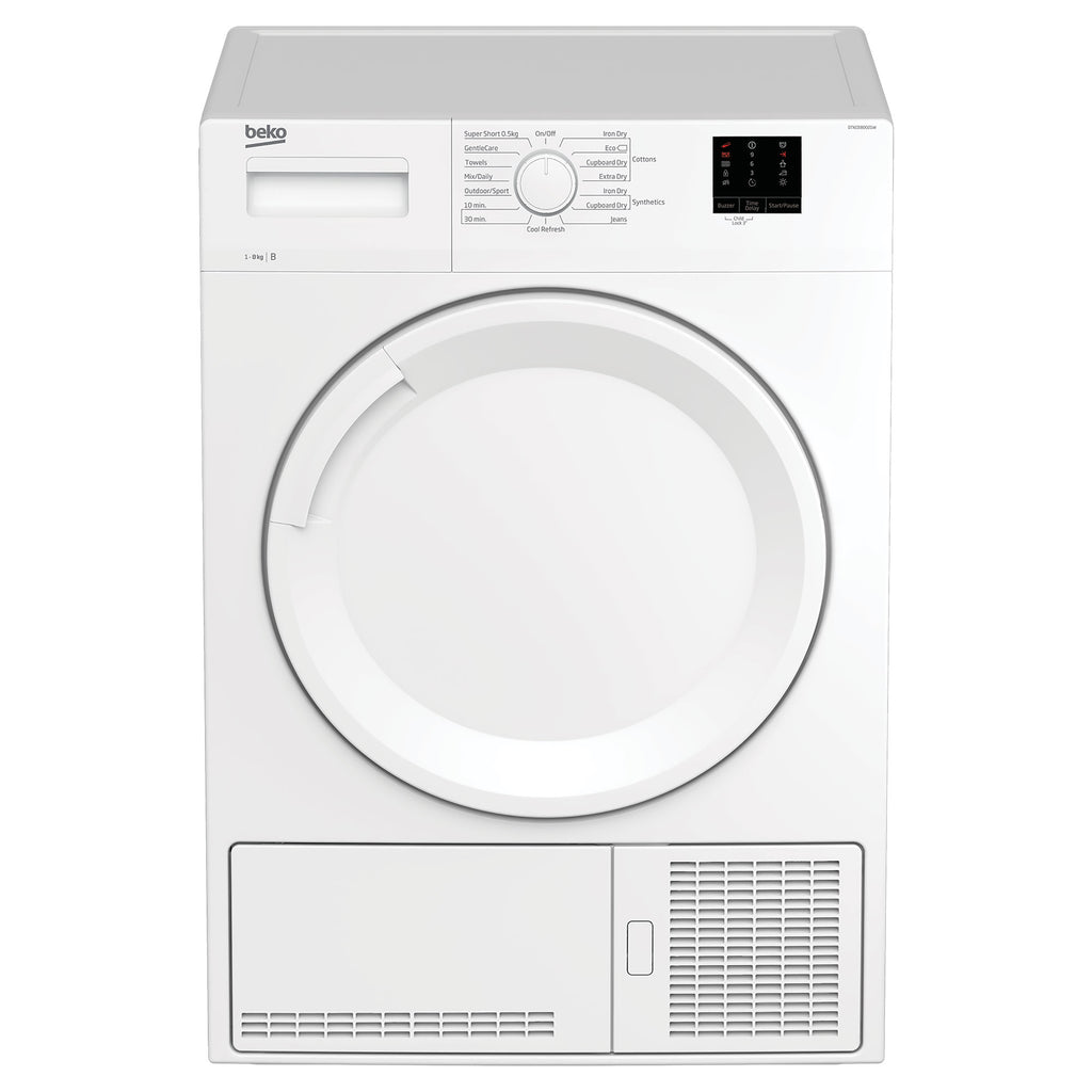 Beko DTKCE80021W 8kg, Sensor dry, Freestanding Condenser Tumble Dryer, White