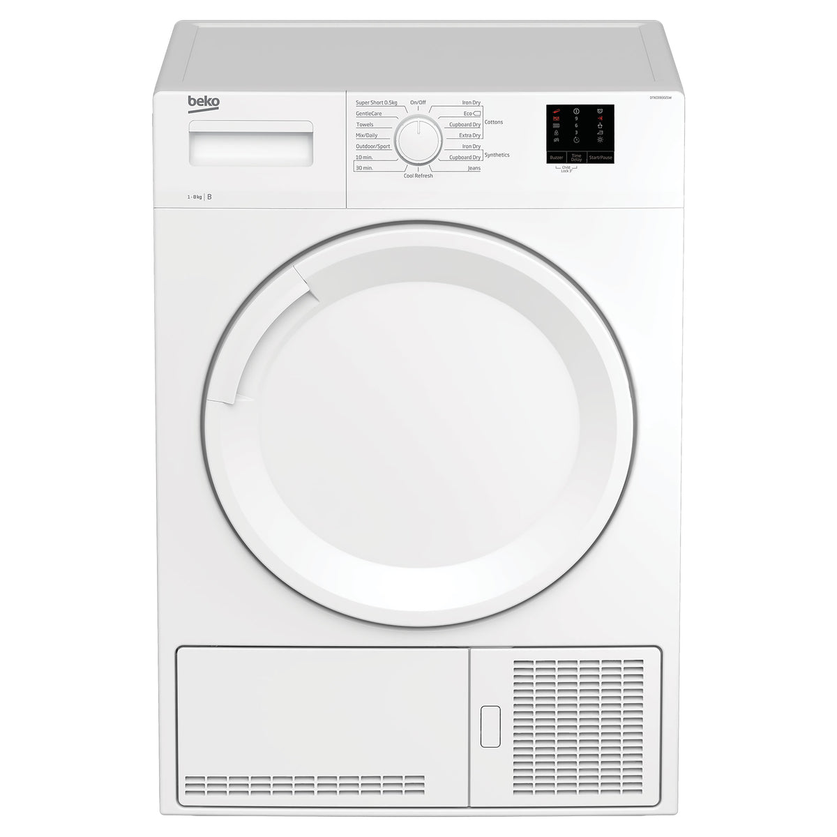 Beko DTKCE80021W 8kg, Sensor dry, Freestanding Condenser Tumble Dryer, White
