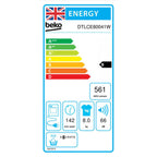 Beko DTLCE80041W 8kg, Sensor dry, Freestanding Condenser Tumble Dryer, White