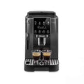 Black De'Longhi ECAM22022GB coffee machine with two espresso cups on a white background