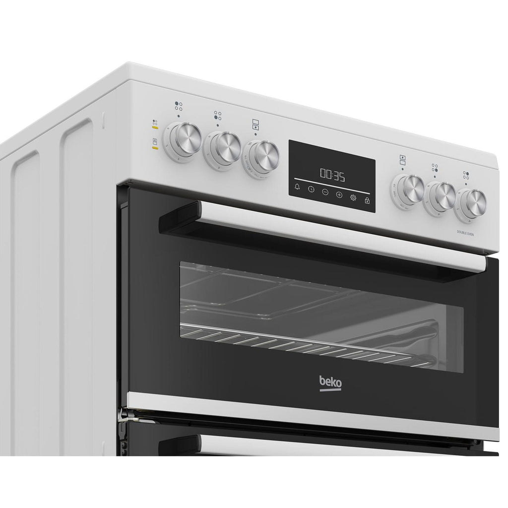 Beko EDC6731W 60cm Double Oven Electric Cooker with Ceramic Hob in White