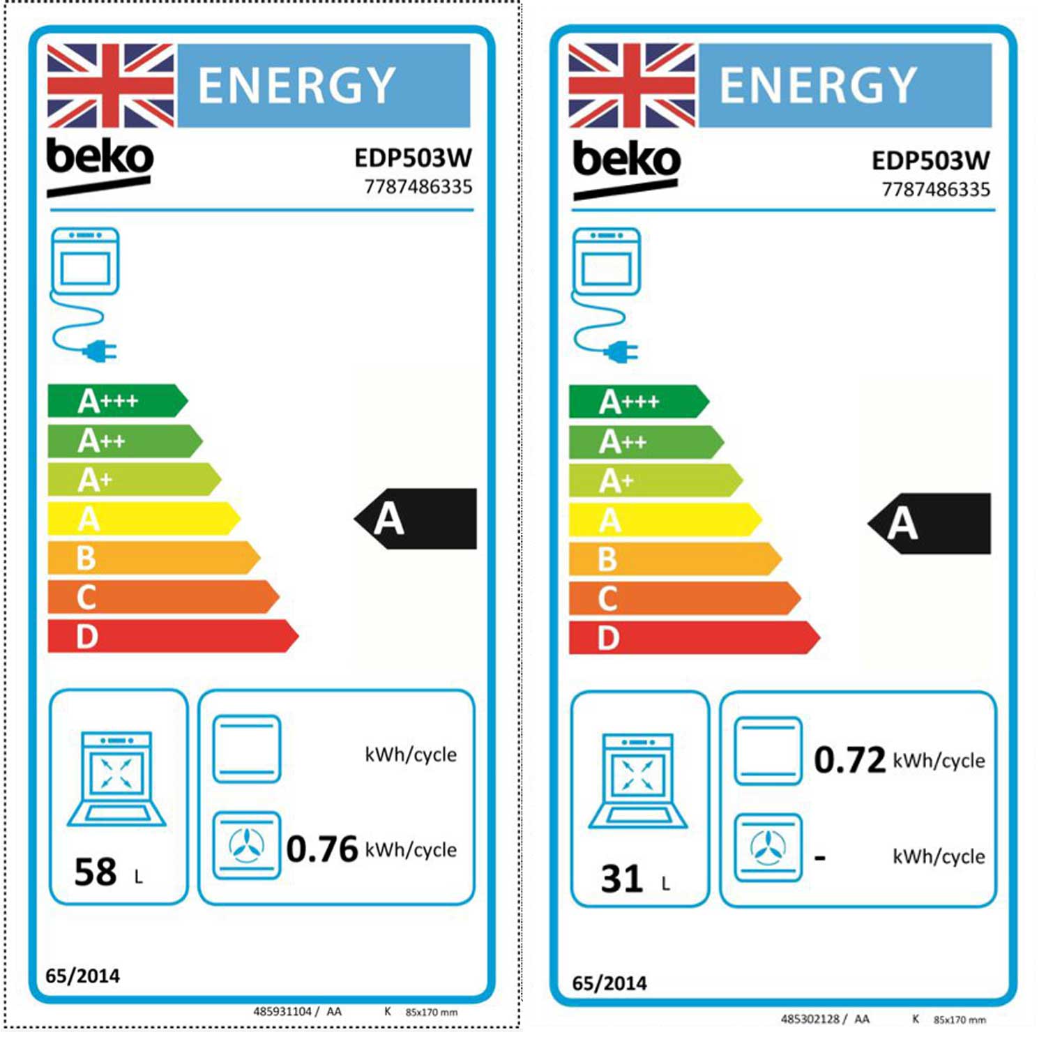 Beko EDP503W 50cm Freestanding Double Oven and Grill Electric Cooker with Solid Plate Hob, White