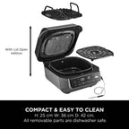 Ninja 5-in-1 Grill & Air Fryer – Black/Silver - EG351UK