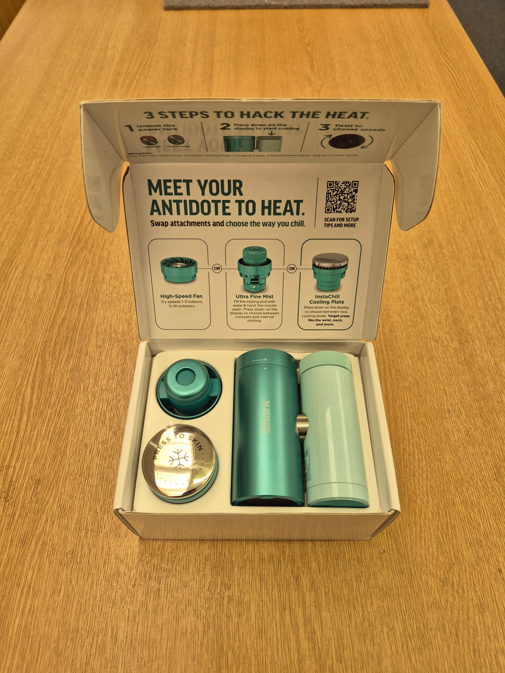 Shark ChillPill 3-in-1 Fan, Mist &amp; InstaChill System - Glacier (FA022UKBL) - Open Box