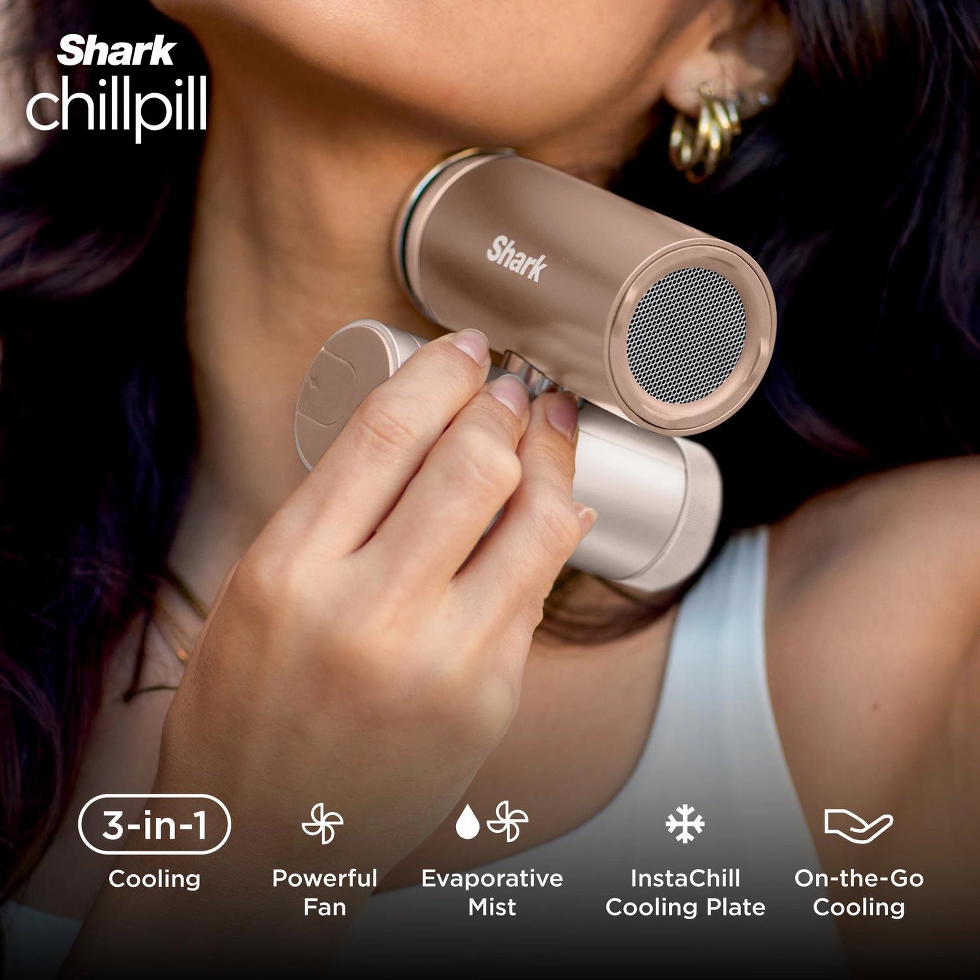 Shark ChillPill 3-in-1 Fan, Mist & InstaChill System - Iced Latte - FA022UKBR