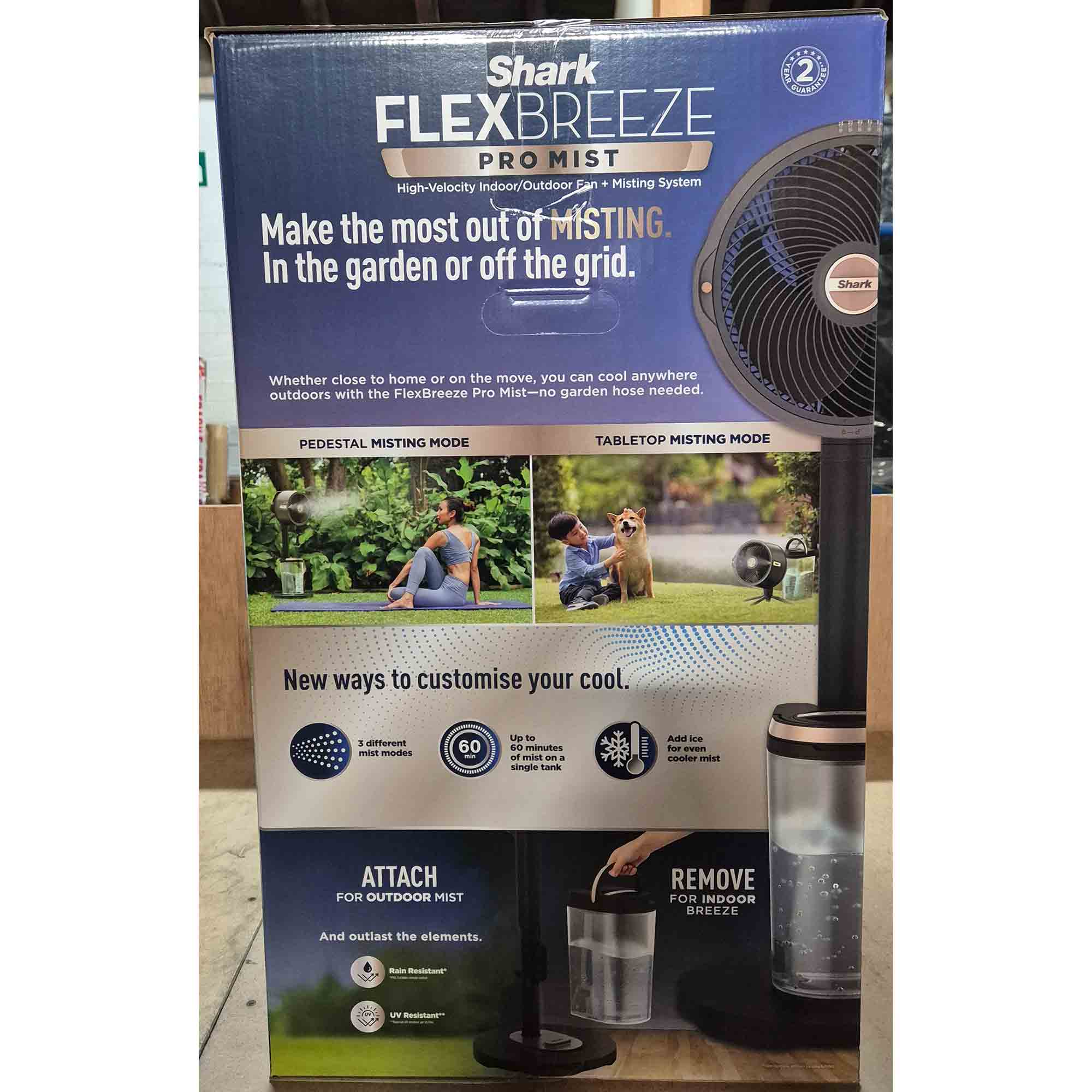 Shark FlexBreeze Pro Mist Indoor & Outdoor Misting System Dark Grey - FA300UK - Ex-Display