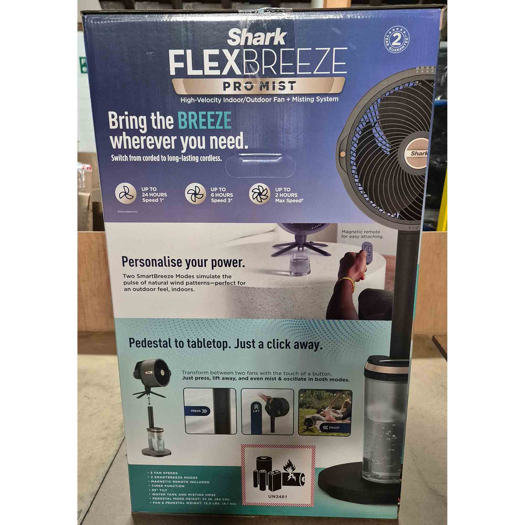 Shark FlexBreeze Pro Mist Indoor & Outdoor Misting System Dark Grey - FA300UK - Ex-Display