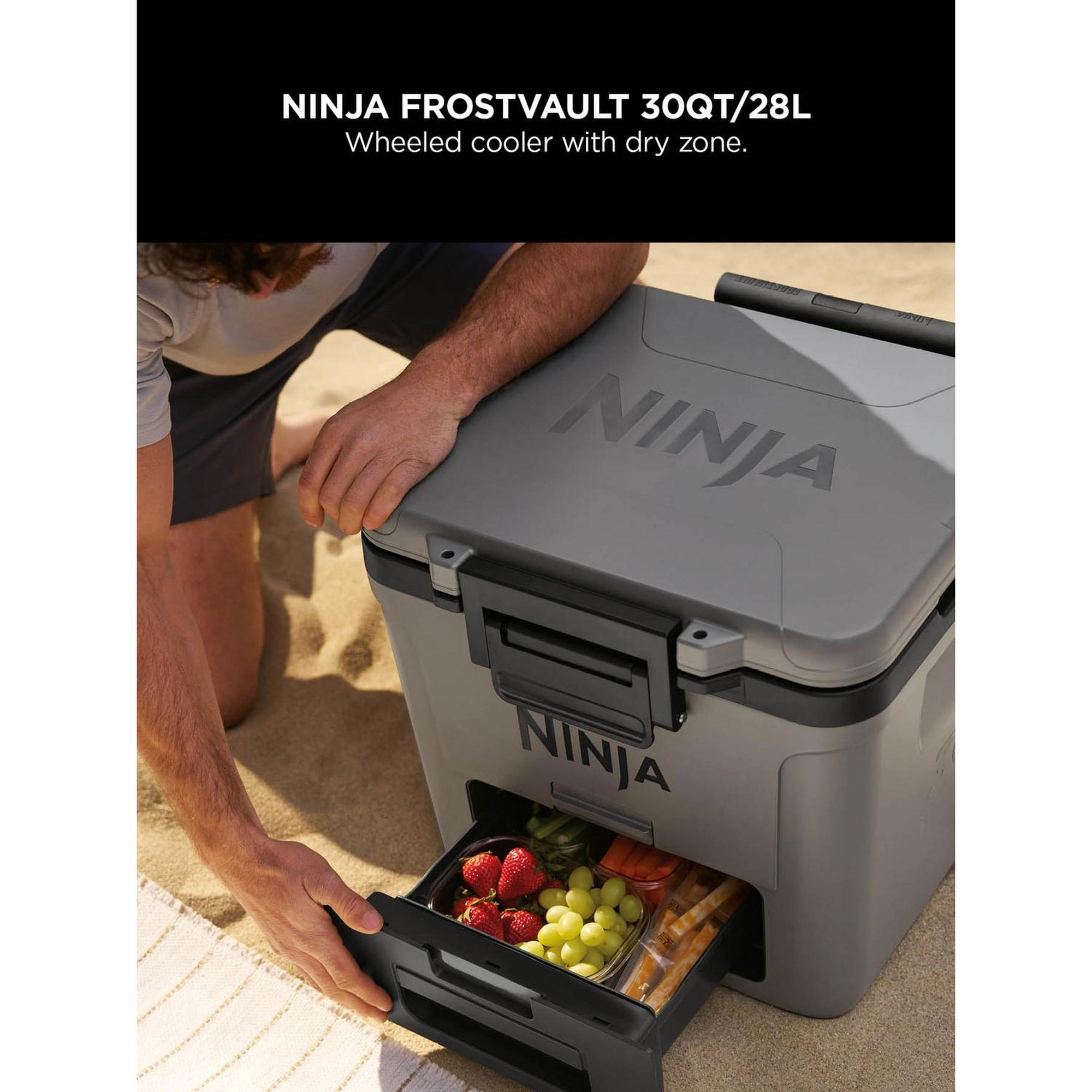 Ninja FrostVault 28L Wheeled Cooler with Dry Zone - Slate Grey - FB230UKGY