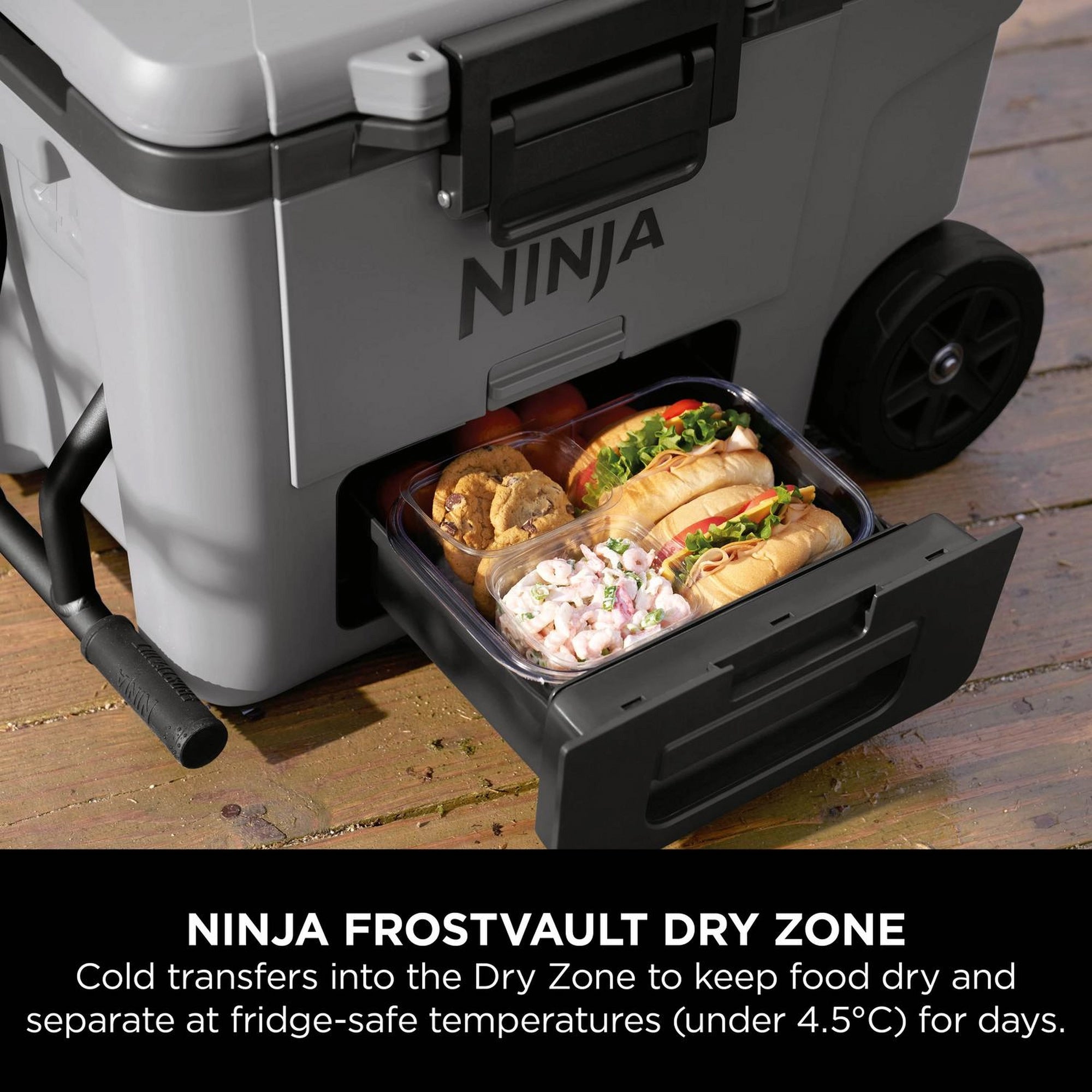Ninja FrostVault 42L Wheeled Cooler with Dry Zone - Slate Grey - FB245UKGY