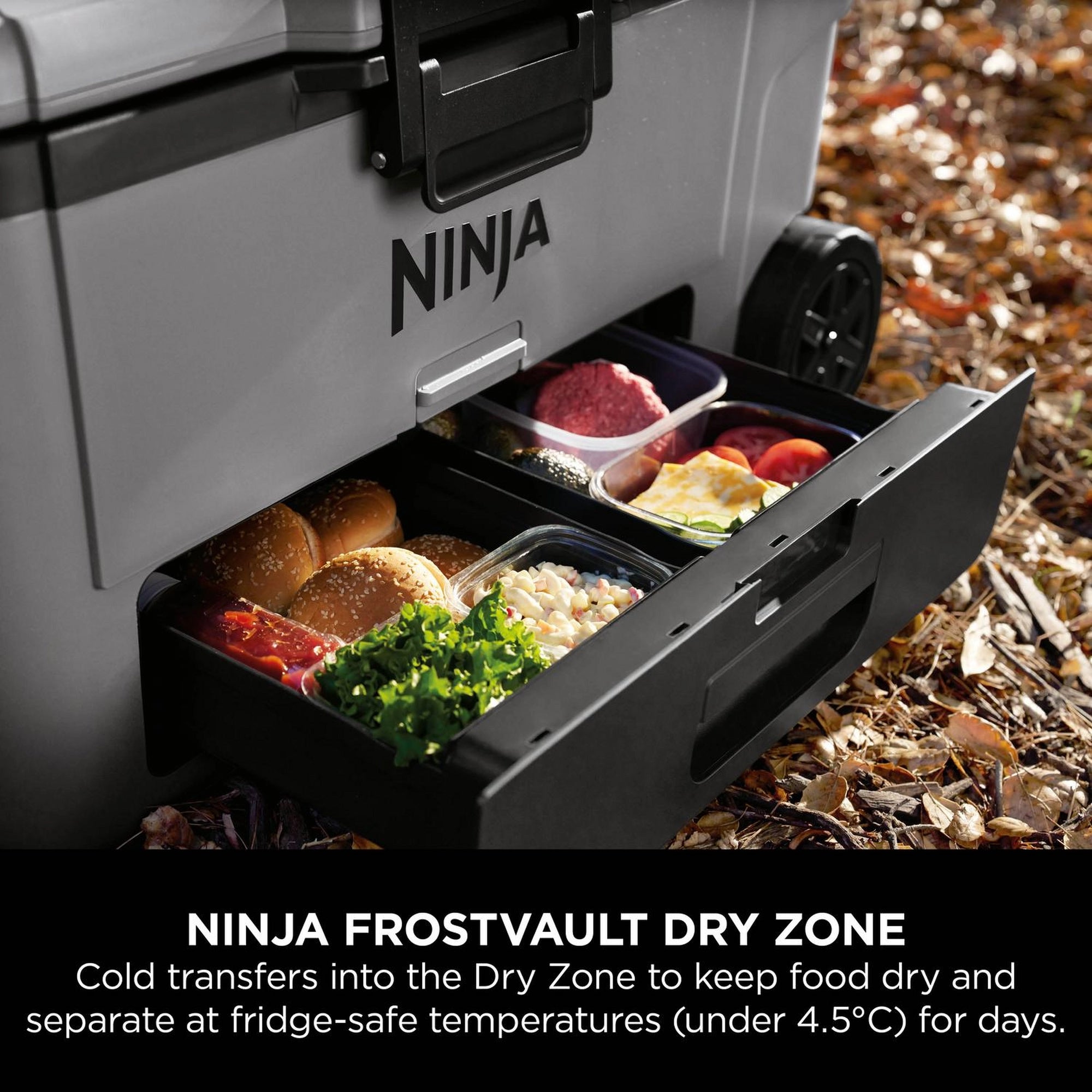 Ninja FrostVault 61L Wheeled Cooler with Dry Zone - Slate Grey - FB265EUUKGY