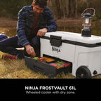 Ninja FrostVault 61L Wheeled Cooler with Dry Zone - Cloud White - FB265EUUKWH