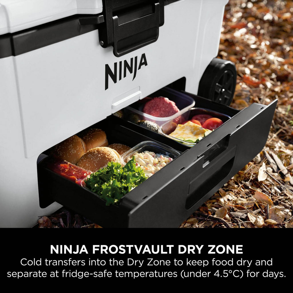 Ninja FrostVault 61L Wheeled Cooler with Dry Zone - Cloud White - FB265EUUKWH