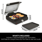 Ninja Sizzle Indoor Grill & Flat Plate – Black | GR101UK